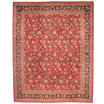 Persian Hand-knotted 1960s Semi-antique Mashad Wool Rug (11'4 x 14'2)