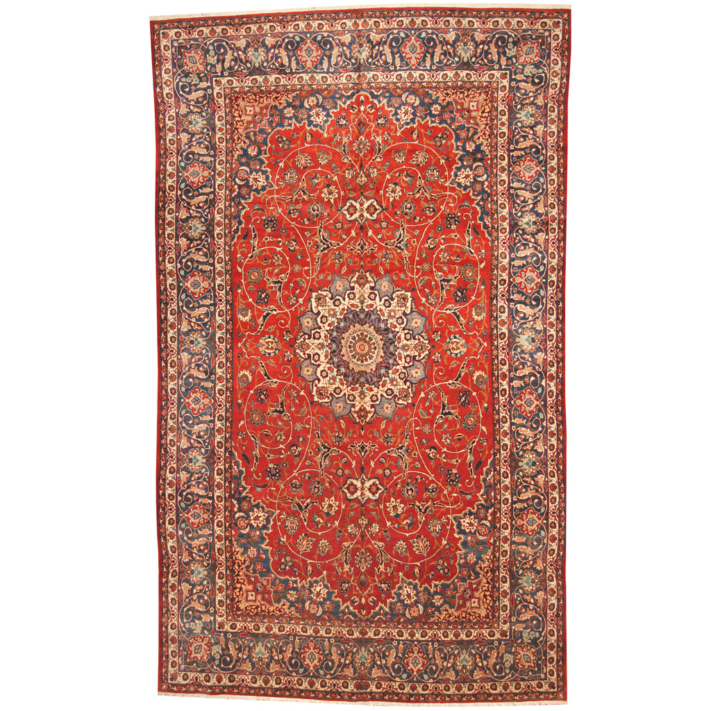 Persian Hand-knotted 1950s Semi-antique Isfahan Wool Rug (10'2 x 17')