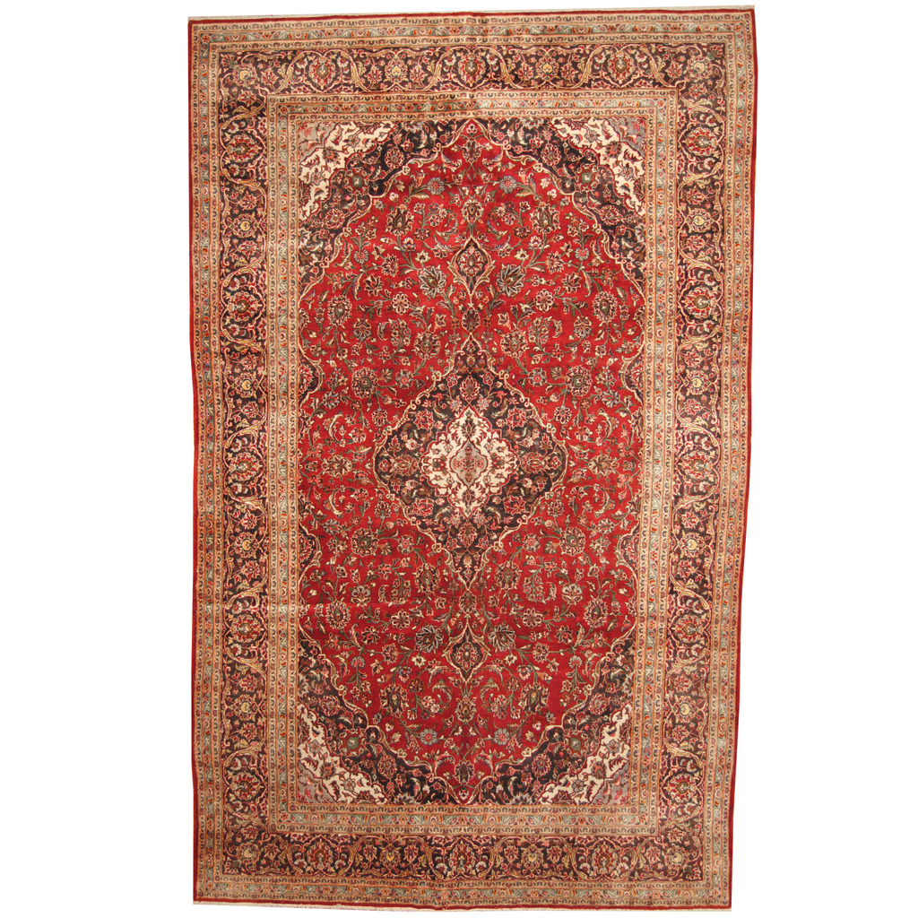 Persian Hand-knotted 1960s Semi-antique Kashan Wool Rug (9'9 x 15'7)