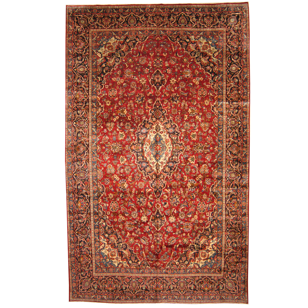Persian Hand-knotted 1960s Semi-antique Kashan Wool Rug (9'7 x 16')
