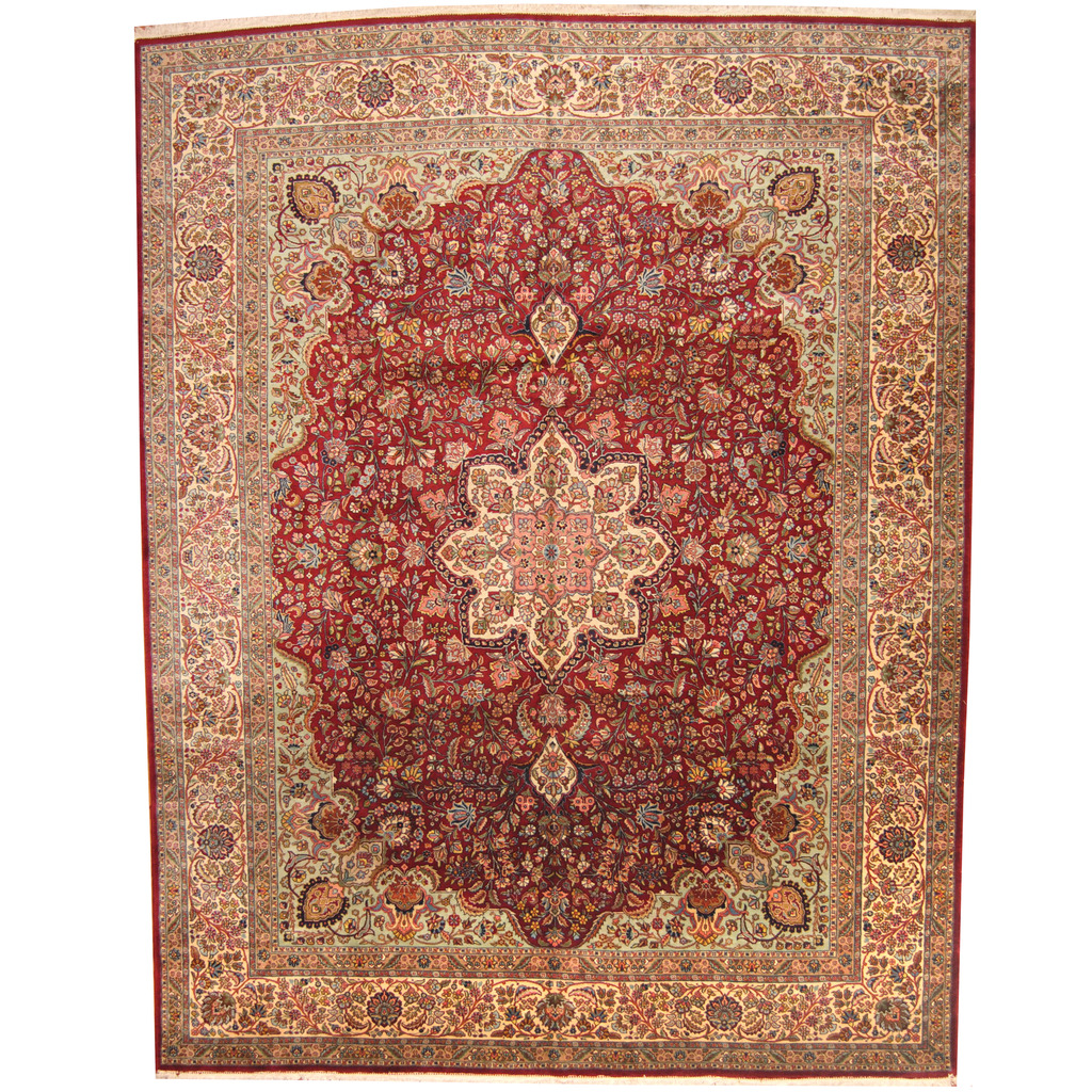Persian Hand-knotted 1960s Semi-antique Tabriz Wool Rug (11'6 x 14'6)