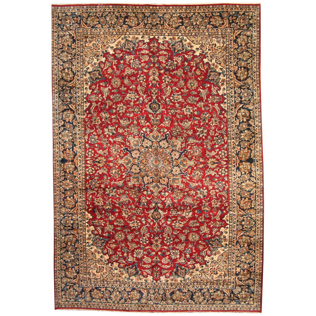 Persian Hand-knotted 1960's Semi-antique Isfahan Wool Rug (10'2 x 15')