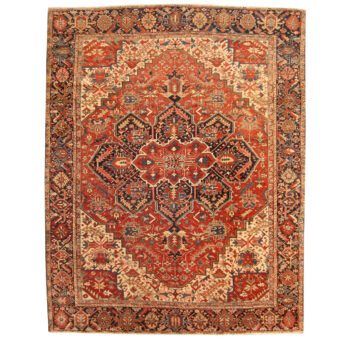 Persian Hand-knotted Semi-Antique 1960s Tribal Heriz Wool Rug (9'1 x 12')