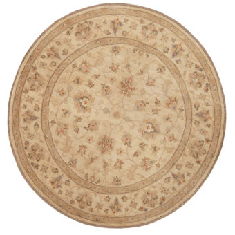 Afghan Hand-knotted Round Vegetable Dye Oushak Wool Rug (6' x 6')