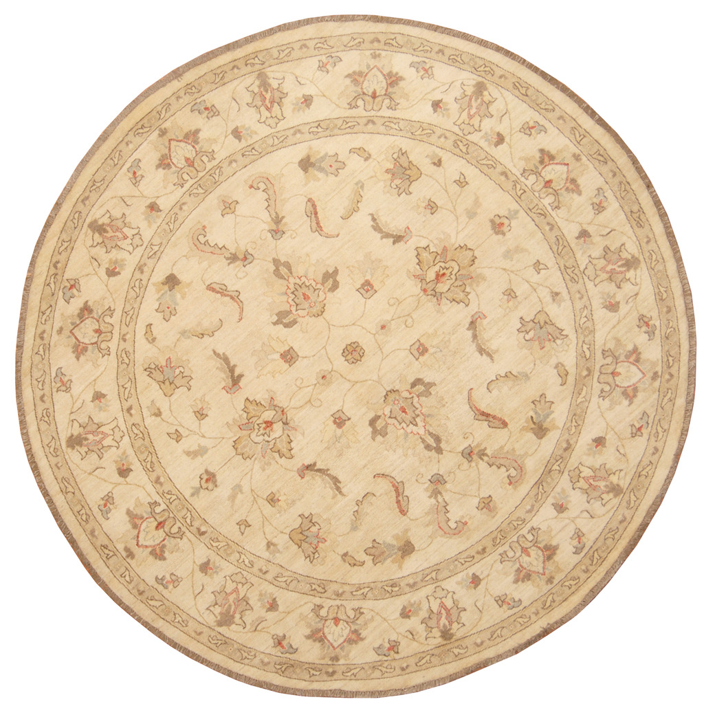 Afghan Hand-knotted Round Vegetable Dye Oushak Wool Rug (6'5 x 6'5)