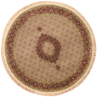 Indo Hand-knotted Round Vegetable Dye Tabriz Wool Rug (7' x 7')