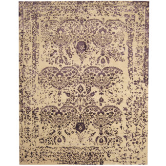 Indo Hand-knotted Erased Wool and Silk Rug (7'8 x 9'8)