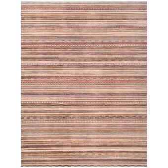 Afghan Hand-knotted Vegetable Dye Striped Gabbeh Wool Rug (9'9 x 12'9)