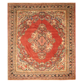 Persian Hand-knotted Antique 1920s Sarouk Wool Rug (10'5 x 11'9)