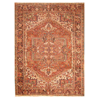 Persian Hand-knotted Antique 1920s Heriz Wool Rug (10'2 x 13'9)