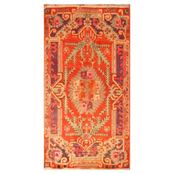 Sino Hand-knotted Antique 1920s Khotan Wool Rug (4'10 x 9'4)