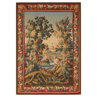 Asian Hand-woven Aubusson Wool Tapestry (4'2 x 6')