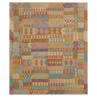 Afghan Hand-woven Wool Kilim (8'2 x 9'7)