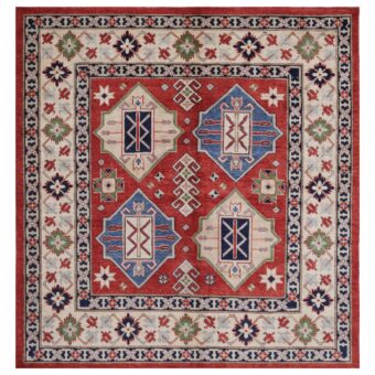 Afghan Hand-knotted Vegetable Dye Kazak Wool Rug (6'3 x 6'3)