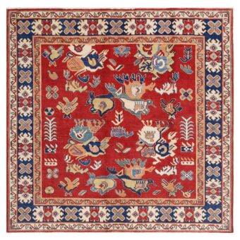 Afghan Hand-knotted Vegetable Dye Kazak Wool Rug (6'6 x 6'6)