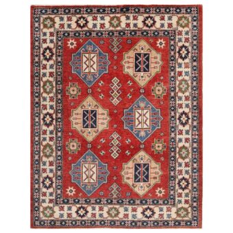 Afghan Hand-knotted Vegetable Dye Kazak Wool Rug (5'1 x 6'6)