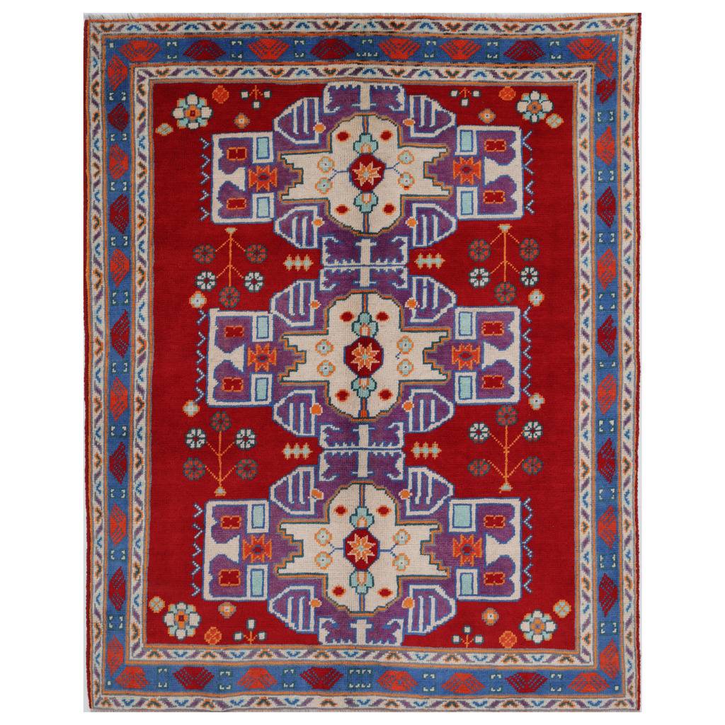 Afghan Hand-knotted Kargahi Wool Rug (5' x 6'7)