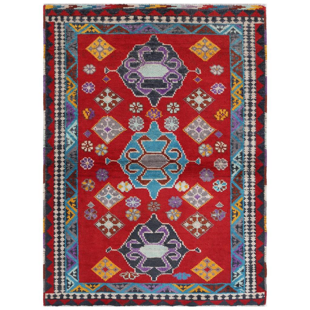 Afghan Hand-knotted Kargahi Wool Rug (3'5 x 4'9)