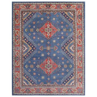Afghan Hand-knotted Vegetable Dye Kazak Wool Rug (9'1 x 11'8)