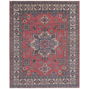 Afghan Hand-knotted Vegetable Dye Kazak Wool Rug (8' x 10'1)