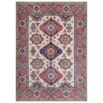 Afghan Hand-knotted Vegetable Dye Kazak Wool Rug (5'5 x 7'7)
