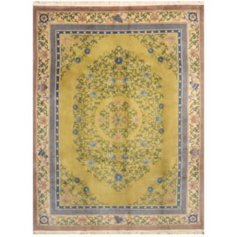 Sino Hand-knotted 1970's Semi-antique Art Deco Wool Rug (9' x 12')