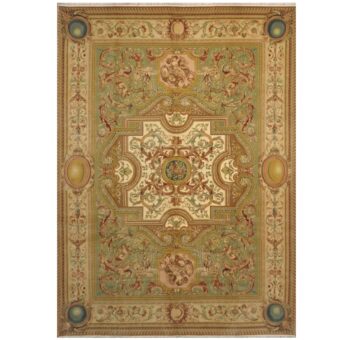 Sino Hand-knotted Aubusson Wool & Silk Rug (8'6 x 11'9)