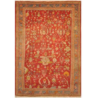 Turkish Hand-knotted 1910's Antique Oushak Wool Rug (9'4 x 13'8)