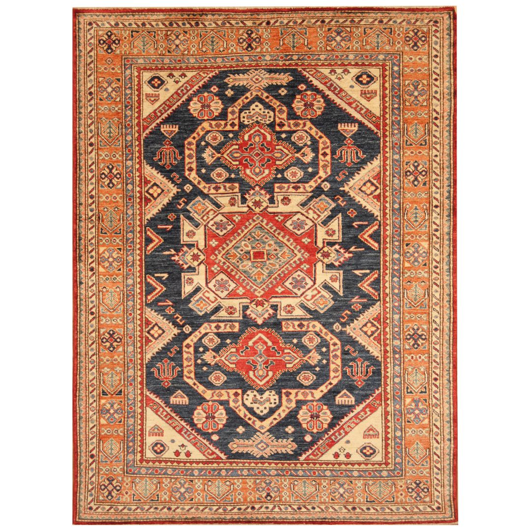 Afghan Hand-knotted Super Kazak Wool Rug (4'9 x 6'6)