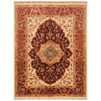 Afghan Hand-knotted Vegetable Dye Tabriz (5' x 6'3)