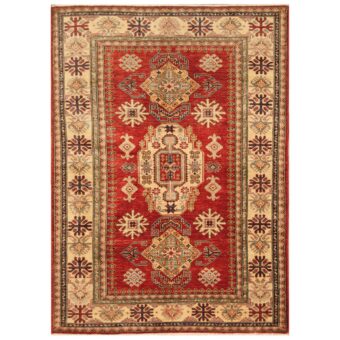 Afghan Hand-knotted Super Kazak Wool Rug (4'9 x 6'7)