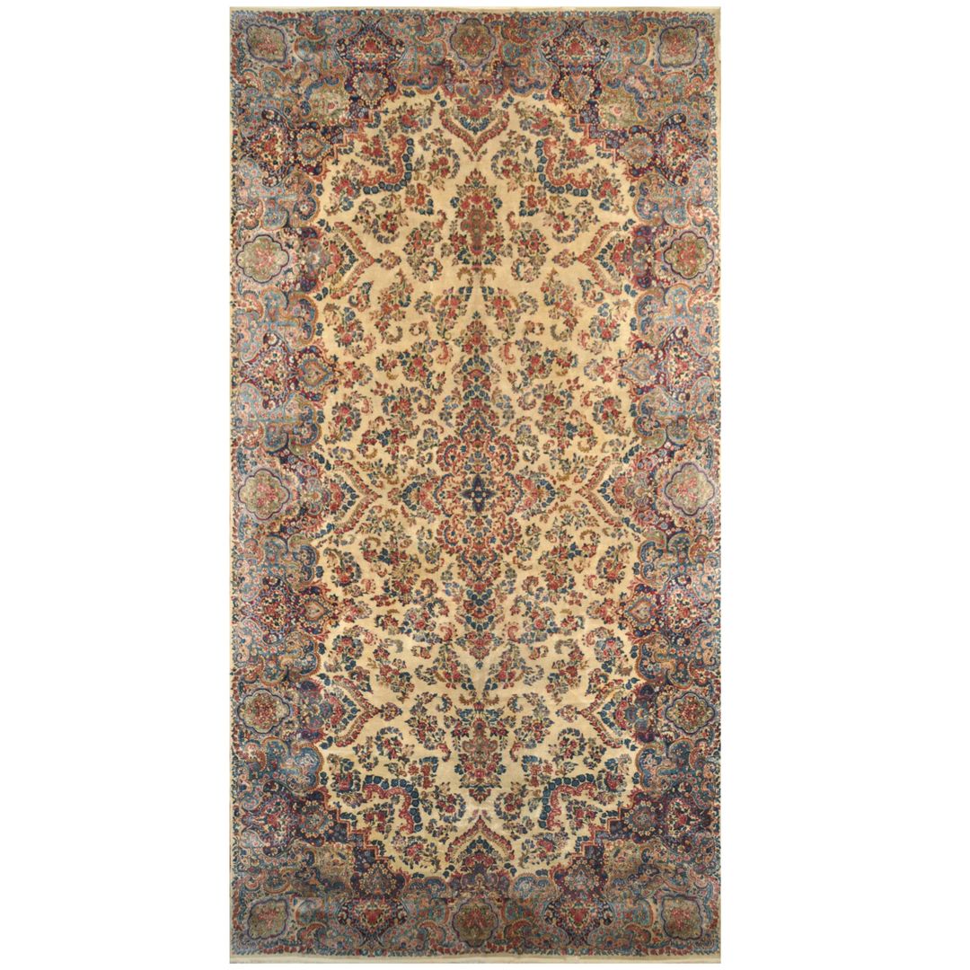 Persian Hand-knotted 1920's Semi-antique Kerman Wool Rug (9'8 x 20')