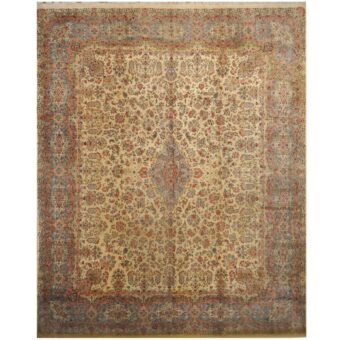 Persian Hand-knotted 1920's Semi-antique Kerman Wool Rug (14'4 x 18'1)