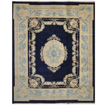 Indo Hand-knotted 1960's Semi-antique Aubusson Wool Rug (12' x 14'10)