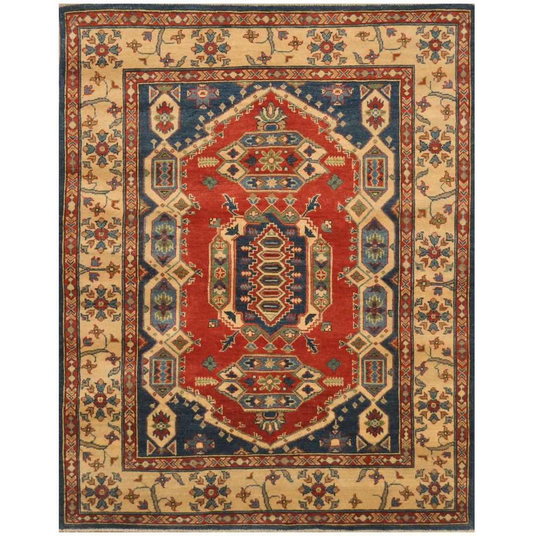 Afghan Hand-knotted Tribal Kazak Wool Rug (5' x 7'3)
