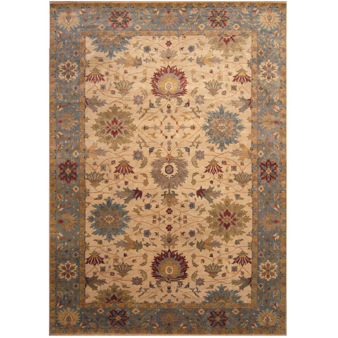 Indo Hand-knotted Vegetable Dye Oushak Wool Rug (10' x 14')