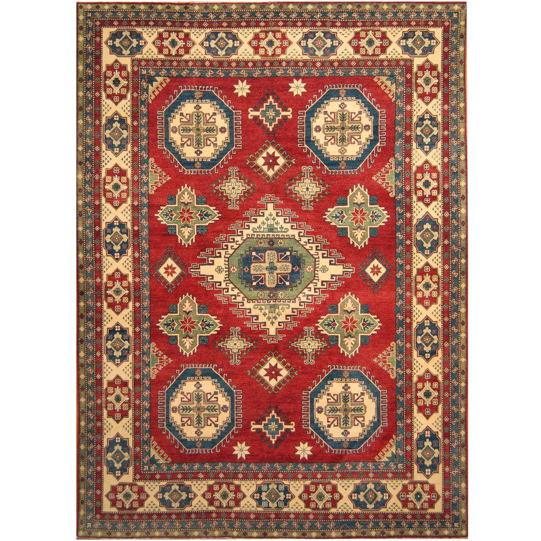 Afghan Hand-knotted Vegetable Dye Kazak Wool Rug (10' x 13'9)