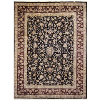 Indo Hand-knotted Tabriz Wool & Silk Rug (9' x 12')