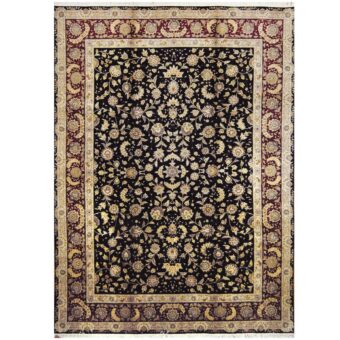 Indo Hand-knotted Tabriz Wool & Silk Rug (8'6 x 11'7)
