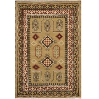 Indo Hand-knotted Tribal Kazak Wool Rug (4'1 x 6'1)