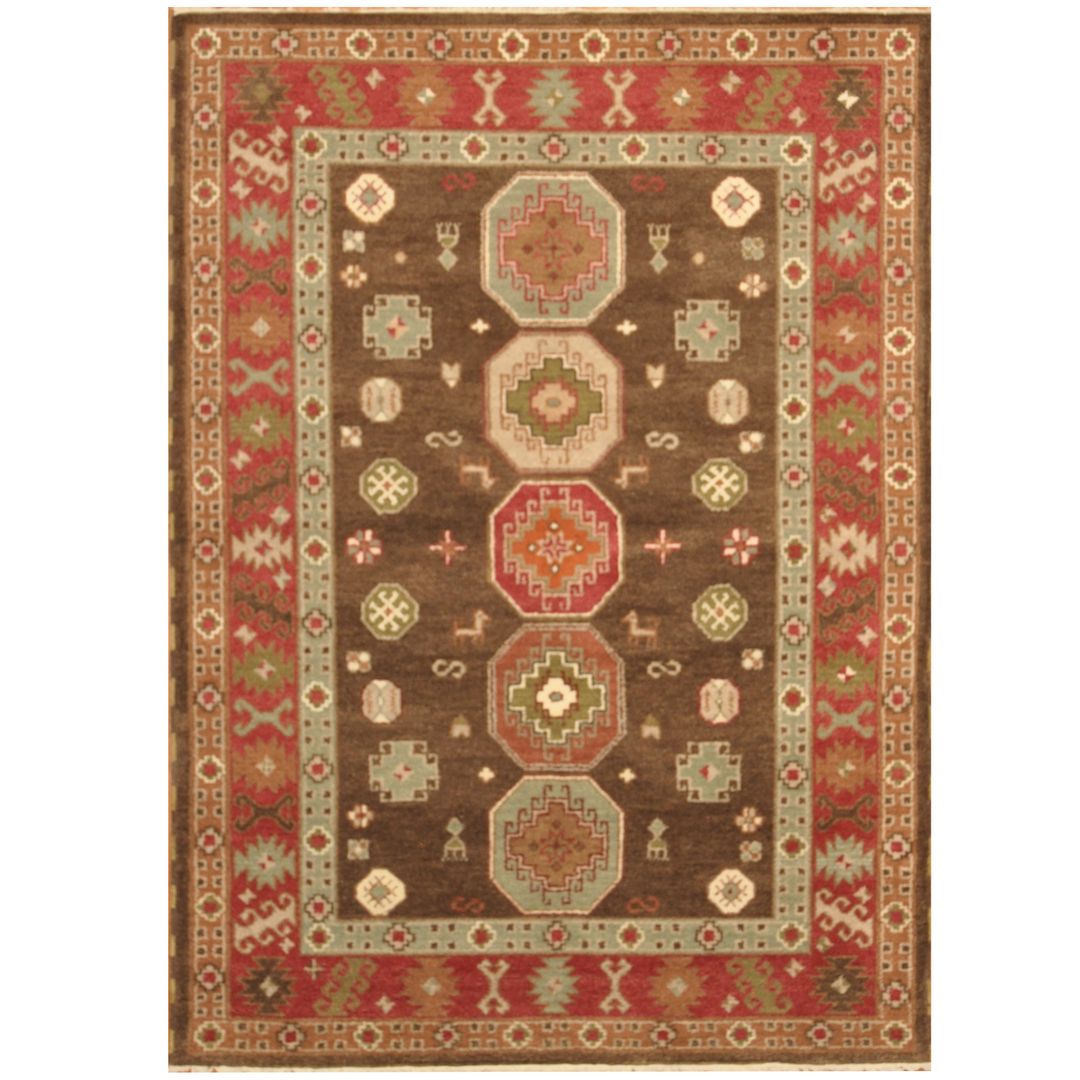 Indo Hand-knotted Tribal Kazak Wool Rug (5'10 x 8')