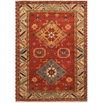 Indo Hand-knotted Tribal Kazak Wool Rug (5'10 x 8'2)