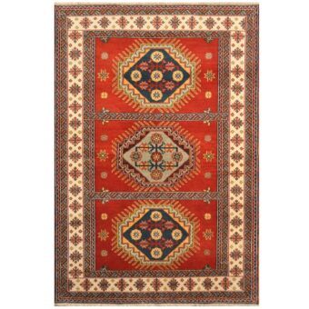 Indo Hand-knotted Tribal Kazak Wool Rug (6'8 x 9'10)