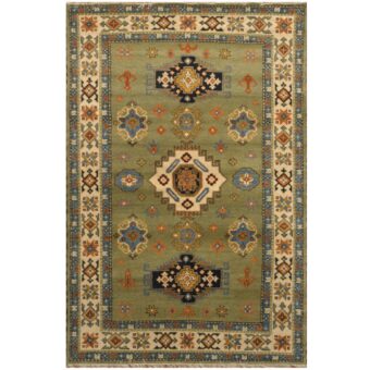 Indo Hand-knotted Tribal Kazak Wool Rug (6'5 x 9'10)
