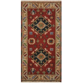 Indo Hand-knotted Tribal Kazak Wool Rug (2'2 x 4'1)
