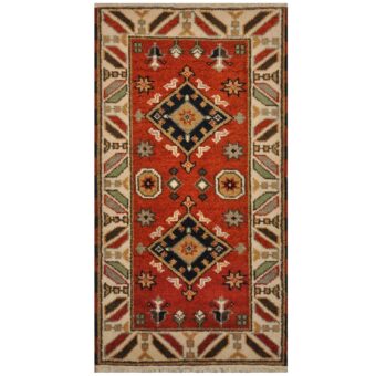 Indo Hand-knotted Tribal Kazak Wool Rug (2'2 x 4'1)
