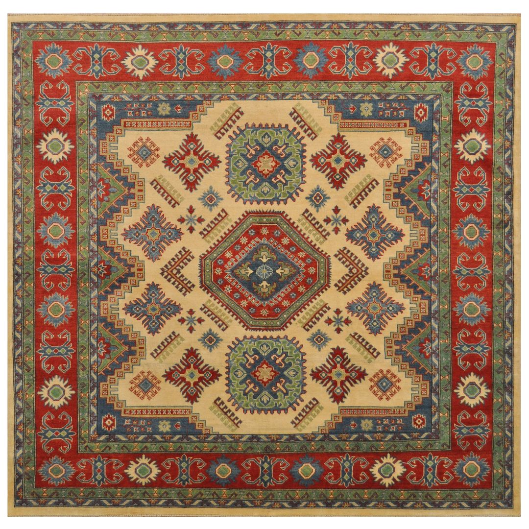 Afghan Hand-knotted Tribal Kazak Wool Rug (8'3 x 8'6)