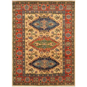Afghan Hand-knotted Tribal Kazak Wool Rug (5' x 6'9)