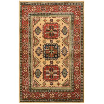 Afghan Hand-knotted Tribal Kazak Wool Rug (4' x 6'2)
