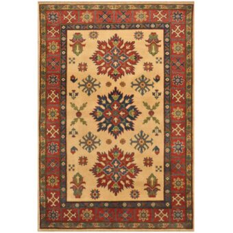 Afghan Hand-knotted Tribal Kazak Wool Rug (4' x 5'10)